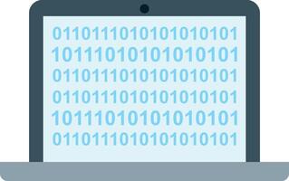 A laptop with binary code on it vector