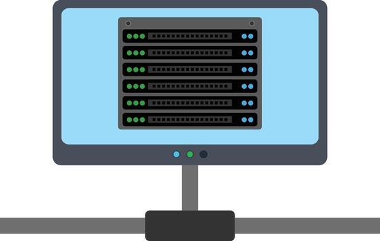 A computer monitor with a server on it vector