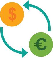 A dollar and euro symbol in a circle vector