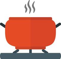 A pot with a lid and a steam coming out of it vector