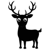 Black Reindeer Illustration With Big Eyes Isolated On White Background vector