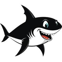 Cartoon Style Shark Illustration With A Grinning Expression On A White Background vector