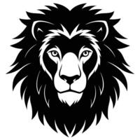 Majestic Lion Head Illustration Black And White Graphic Design Element vector