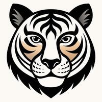 Striking Tiger Head Illustration In Black And White Design vector