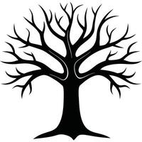 Tree Silhouette Graphic With Bare Branches Against White Background vector