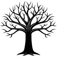 Silhouette Illustration Of A Bare Tree With A Strong Trunk vector