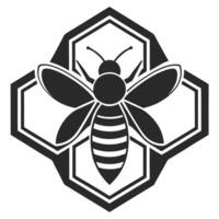 Illustration Of A Honey Bee In A Honeycomb Frame Design vector