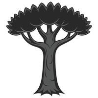Stylized Monochrome Baobab Tree Silhouette With Distinctive Crown Shape And Thick Trunk vector