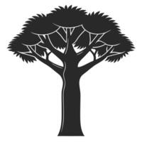 Black Silhouette Of A Deciduous Tree With Leaves Isolated On White Background vector