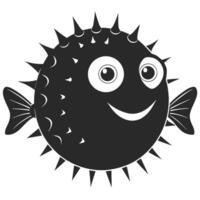 Pufferfish Illustration With Happy Smiling Face Graphic Design Element vector