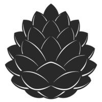 Black Silhouette Hop Cone Isolated On White Background Simple Design vector