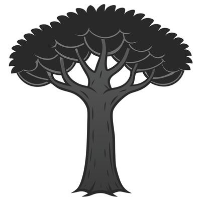Stylized Black And Gray Tree Illustration For Nature Backgrounds And Graphic Design Projects