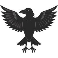 Illustration Of A Black Raven With Open Wings Isolated On White Background vector
