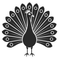 Elegant Peacock Illustration Black And White Symbolic Bird Design Graphics vector