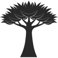 Silhouette Of A Bottle Tree With Spiky Leaves And Abstract Design vector