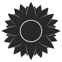 Black And White Flower Illustration With Layered Petals And Circular Center Design vector