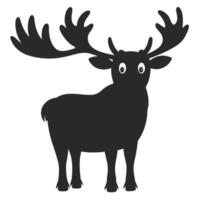 Funny Cartoon Moose Silhouette Illustration Design Template On White Background vector