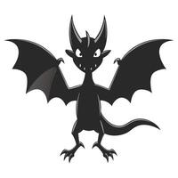 Cartoon Silhouette Of A Cute But Spooky Monster With Wings And Horns vector