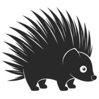 Silhouette Of A Cute Porcupine With Spikes Isolated On White Background vector