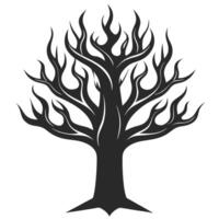 Stylized Silhouette Tree Illustration With Flame Shaped Foliage Design Element vector