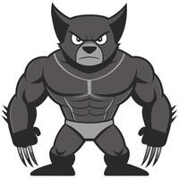 Muscular Cartoon Bear Character With Claws Ready For A Fight Design vector