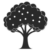 Simple Black Tree Illustration With Round Fruits Minimalist Design vector