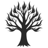 Silhouette Tree Illustration With Unique Leaf Shapes Isolated On White vector