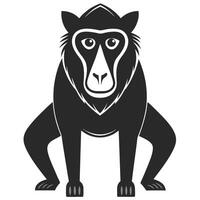 Flat Illustration Of A Mandrill Monkey In Black And White vector