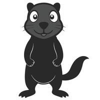 Cute Cartoon Black Otter Standing Upright Isolated On White Background Illustration vector