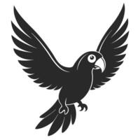 Illustration Of A Black Parrot Flying With Open Wings Isolated vector