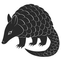 Stylized Pangolin Illustration In Black And White Detailed Scale Pattern vector