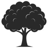 Simple Tree Illustration With Rounded Canopy And Branches In Black And White vector