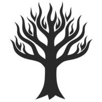 Silhouette Of A Minimalist Tree Design Against White Background For Ecological Projects vector