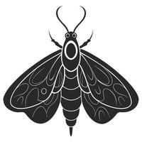 Silhouette Graphic Of Moth Insect With Abstract Wing Patterns On White Background vector