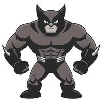 Cartoon Superhero Character With A Strong Build And Intense Green Eyes vector