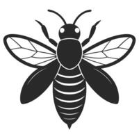 Simple Monochrome Bee Design With Wings And Body Details vector