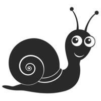 Smiling Snail Cartoon Character With Big Eyes Illustration Flat Style vector