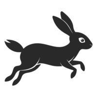 Black Hare Leaping Silhouette Illustration With Clear Background For Graphic Design Projects vector