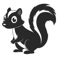 Cartoon Skunk Illustration Black And White Animal Character Design Template vector
