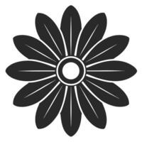 Monochrome Flower Design With Eleven Petals In A Geometric Style vector