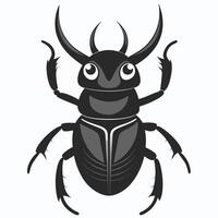 Cartoon Rhinoceros Beetle Illustration Simple Graphic Style Isolated On White Background vector