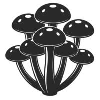 Monochrome Illustration Of A Cluster Of Mushrooms In Stylized Minimalist Design vector