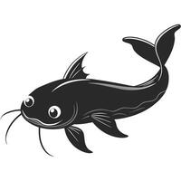 Illustration Of A Stylized Black Catfish On White Background vector