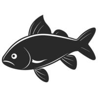 Single Black Fish Illustration Isolated On White Background Aquatic Design vector