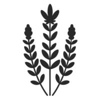 Elegant Black Silhouette Of Botanical Floral Arrangement With Leaves And Buds Design vector