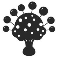 Fantasy Tree With Spheres And Dots Monochrome Illustration Isolated vector
