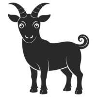 Stylized Black And White Goat Illustration With Playful Smile And Curled Tail vector