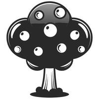 Monochrome Tree Illustration With Circles In Stylized Black And White Design vector