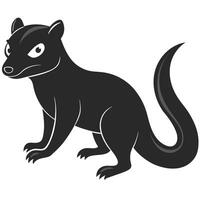 Isolated Flat Illustration Of A Black Mongoose On White Background vector