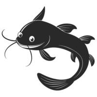 Monochrome Illustration Of A Smiling Cartoon Catfish With Whiskers vector